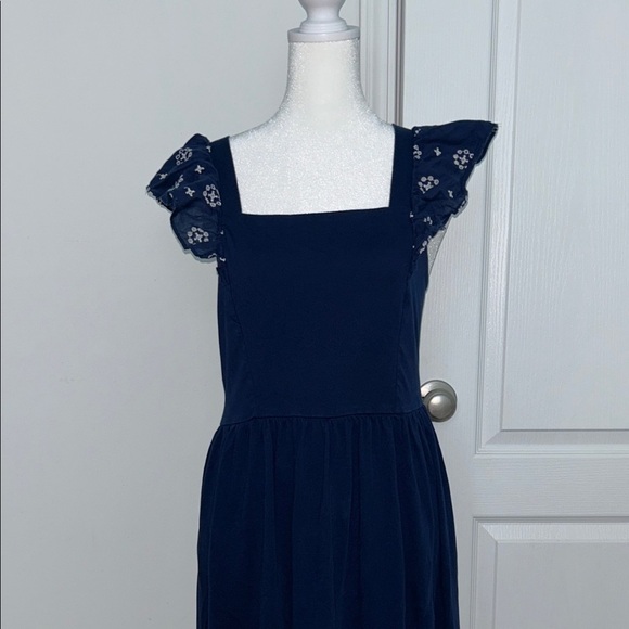 J.Crew Eyelet Knit Midi Dress Navy Blue, Size Small - Picture 4 of 11